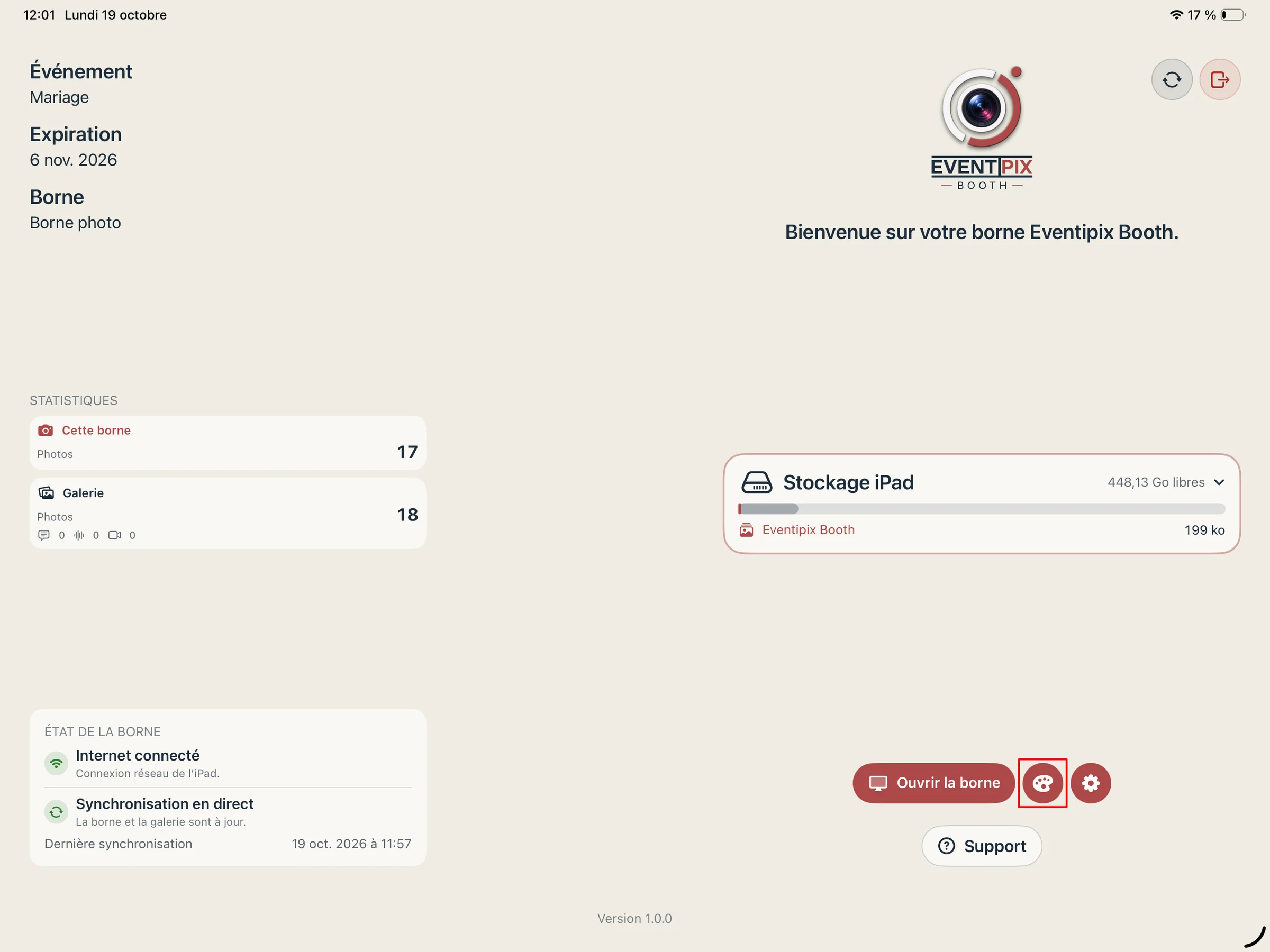 Accès à la personnalisation sur iPad