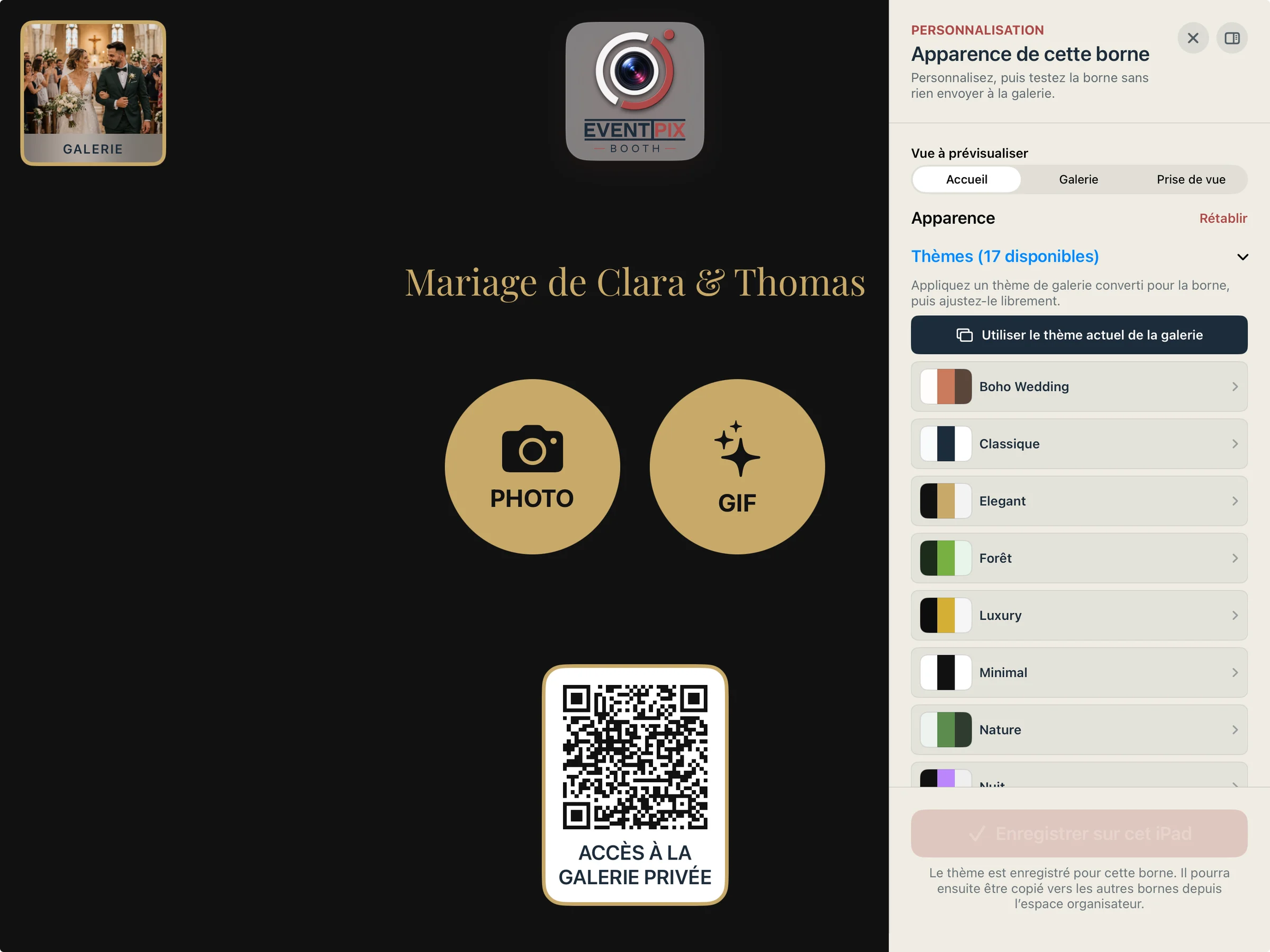 Ecran de personnalisation iPad